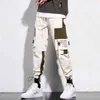 2021 Men Cargo Pants Hip Hop Pockets Track Ribbons Harem Joggers Pants Harajuku Tide Fashion Casual Cotton Streetwear Trousers G220224
