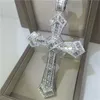 14k Gold Long Diamond Cross Pendant 925 Sterling Silver Party Wedding Pendants Halsband för kvinnor Män Moissanite smycken gåva