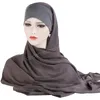 Исламская одноклассная удобная тюрбана кепка EID головной убор мусульманские женские эластичные с веревкой хиджаб шифон шарф шали