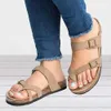 Grande taille été mode sandales pour femmes été pince orteil chaussures Feminina appartements tongs boucle sangle glisser plage chaussure Y0721