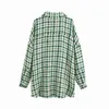 Giacca scozzese verde vintage donna cappotto in tweed bottone moda oversize casual spesso inverno 210521