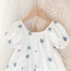 Amor ddmm meninas roupas vestidos moda verão menina moda simples confortável vestido de flor bordado para trajes de bebê 210715