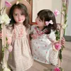 Été filles robe broderie fleurs à manches courtes douce princesse Style britannique enfants bébé enfants vêtements pour fille 210625