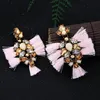 Dangle & Chandelier Bulk Price Pink Cotton Tassel Fringe Earrings Ethnic Glass Drop For Women Jewelry