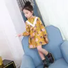2020 Girls Spring Cotton Floral Princess Dress Koreanska Baby Kids Lace Spliced ​​Long-Sleeve Print Dresses Barnkläder X88 Q0716