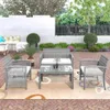 US STOCK GO 4 Pieces Outdoor Furniture Rattan Chair & Table Patio Set Outdoor Sofa for Garden Backyard Porch and Poolside a48 a23 a11