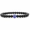 Bracciale occhi diabolici turchi Perline di pietra naturale nera Braslet da uomo in ossidiana per donna Uomo Accessori per gioielli a mano da yoga