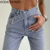 Streetwear koreanska stil jeans för kvinnor mode hög midja breda ben kvinna denim jeans hajuku lastbyxor jeans kvinna 211112
