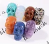 Party Decoration 1 Inch Crystal quarze Skull Sculpture Hand Carved Gemstone Statue Figurine Collectible Healing Reiki Halloween xs