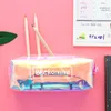 ペンシルバッグ韓国のクリエイティブ大容量クールなレーザーバッグ透明な文房具ボックス学生用品