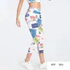 Melody Gym Pants High Waisted Women's Fitness Capri Bum Lifting Exercise Leggings Stretch Printed Cropped Trousers
