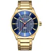 Curren Men Quartz Klockor Mode Casual Full Stål Vattentät Armbandsur Men Datum Business Gold Watch Relogio Masculino Gift 210517