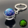 12 Constellation Luminous Keychain Glow In The Dark Glass Ball Pendant Zodiac Key Chain Holder Gifts for Men Women Lovers Friend