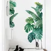 Тропическое растение черепаха листья стены стикер свежий пляж ладонь оставляйте искусство наклейки дверь украшения стены для гостиной кухня домашний декор 210615