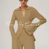 Sweater Solid Color Suits Women Matching Sets Oversize Fleece Pants Roll Collar Knitted Top Flare sleeve Spring Summer 211018