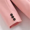 女性ピンクシングルブレイザーブレザージャケット長袖ルースコートオフィスレディーワークスタイルスーツ210430