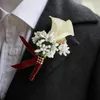 Pins Brooches Wedding Calla Lily Corsage Artificial Flower Brooch Bouquet Boutonniere Clip For Bridal White Seau22