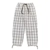 Homens coreanos manta calças vintage tornozelo comprimento reto calças verão fina streetwear moda solta khaki bottoms 210714