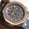 Eternity Stopwatch Watches JFF V2 Upgrade version 26406 Forged Carbon Case 18K Rose Gold Bezel Cal3126 JF3126 Chronograph Automat7390464