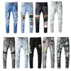 2023 Calças de brim masculinas Hip-hop High Street Fashion Brand Jeans Retro Rasgado Dobra Costura Homens Designer Motocicleta Equitação Calças Slim Jeans Tamanho 28 ~ 40