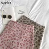 Neploe Chic Leopard Gonna a vita alta Donna Autunno Inverno Coreano Vintage A-line Gonne All-match Slim Fit Aderente Jupe 210423