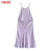 Women Backless Sexy Purple Dress Strap Adjust Sleeveless Fashion Lady Party Dresses Vestido QN84 210416