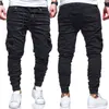 Jeans pour hommes Denim pantalon avec poches Moto Biker Jeans Slim Fit à lacets taille élastique Jeans décontracté Streetwear pantalon X0621
