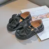 Big Bowknot Girls Shoes Kids Casual Leather Flats TStrap для свадебной вечеринки, британские дети, сладкие 220705