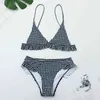 Gingham Sexy Frauen Bikini Set Push Up Rüschen Bademode Rüschen Trim Badeanzug Beachwear Schwimmen 210520