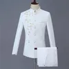 Men's Suits & Blazers Blazer Men Embroidery Formal Dress Latest Coat Pant Designs Marriage Suit Terno Masculino Trouser Wedding White