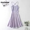 Sommar Sexig Mini Chic Back Lace Up Party Dress Ärmlös Stilig Strand Klänningar för Kvinnor Vestido de Mujer S-L 210413