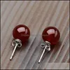 Boucles D'Oreilles Bijoux Rond Naturel Vert Calcédoine Boucle D'oreille Femme Cuivre Plaqué Rouge Noir Pierre Cristal Vintage Mariage Drop Delivery 2021