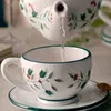 Mugs 1 Set Ceramic Tableware Anaglyph Hand-painted Holly Berries Coffee Cup And Plate