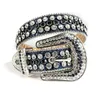 Large Size Rhinestones Belts Western Cowgirl Cowboy Bling Crystal Studded Leather Belt Removable Buckle For Men Women