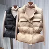 Colete feminino 2023 outono e inverno nova venda quente moda pato branco para baixo parka quente sem mangas superior explosivo casaco curto feminino casual tendência jaqueta