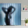 Rideaux de douche Sexy fille rideau bord de mer belle femme salle de bain accessoires ensemble étanche tenture murale écran décor à la maison