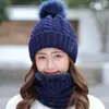 Hattar, halsdukar handskar uppsättningar kvinnor baggy fleece hålla varm mjuk faux päls vinter shopping stickning slouchy hem skid cap beanie hatt halsduk set