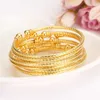 6pcs Gold FilledAfrica Bijoux Ethiopien Bling Bracelet Bracelet Dubai Inde Bracelet pour Femmes Cadeaux Hommes Enfants Bracelet Cadeaux D'anniversaire Q0720