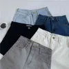Jeans courts Femmes Style Mode Coréenne All Match Femme Pantalon Solide Denim Lâche Taille Haute Mince Pantalon Mince 210415
