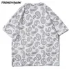 T-shirt herr Paisley Printing Sommar Kortärmad Tee Hip Hop Oversized Cotton Casual Harajuku Streetwear Topp Tshirts Män 210601