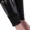 ATHVOTAR Leggings en cuir d'hiver Velvet Black Legging pour femmes Pantalon chaud épais résistant au froid XS-2XL 211204