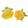 Dekorative Blumenkränze, gelbe Stoffseide, künstliche Rosenblütenköpfe zur Dekoration, Packung mit 50 Stück