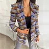 Kadın Blazer Rahat Uzun Kollu Ince Ceketler Blazers Sonbahar Ofis Takım Elbise Çizgili Ceket Hırka Örgün Femme Mont 210930