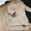 Vêtements pour enfants hiver couleur unie tout-match haut bébé court avant long dos fendu pull décontracté 210702