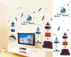 Sea sailboat Lighthouse Wall Stickers Background decoration bedroom living room TV sofa Mural Wallpaper Art Decals sticker 210420