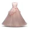 Girl039s robes été fleur princesse fille robe en Tulle adolescents pour vêtements à manches courtes enfants robe de bal White6143691