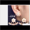 Jewelryhigh Quality Anti Allergic Pure Jewelry S 925 Sterling Sier Daisy Flower Avant Et Arrière Boucles D'Oreilles À Deux Côtés Oreille Ongles 1567 Drop Del