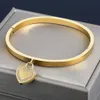 Jovo Beautiful Lovers Cuff Bangles Bracelet pour femmes filles Bracelets en cristal avec pendentif coeur bijoux de luxe marque bibelot Q0717