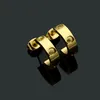 Titanium steel stud earring 18K rose gold jewelry woman exquisite simple fashion C diamond love ring lady earrings gift
