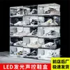 Novo Controle de Som LED Luz Luz Clear Sapatos Caixa Sapatilhas De Armazenamento Anti-Oxidação Organizador Sapato Coleção Da Parede Rack 2844 Q2